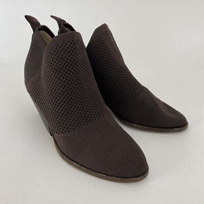 Eileen Fisher Clever Womens Boots Size 7 Brown Stretch Knit Block Heel Shoes