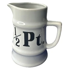 Vintage 1/2 Pt. Half Pint French Design White Porcelain Jug Pitcher Vase Creamer