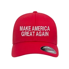 MAGA Make America Great Again! Donald Trump Embroidered Flexfit Hat + Sticker