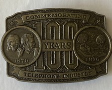 VTG Lewis Buckles Belt Buckle Telephone Pioneers of America 100 Yrs Telph. Indus