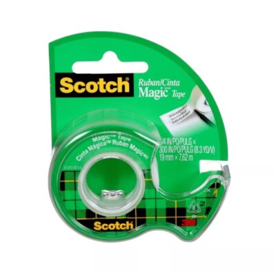 (144 Rolls) Scotch 105 Magic Tape Plastic Office Tape 3/4 x 300 in. 19mm x 7,62m
