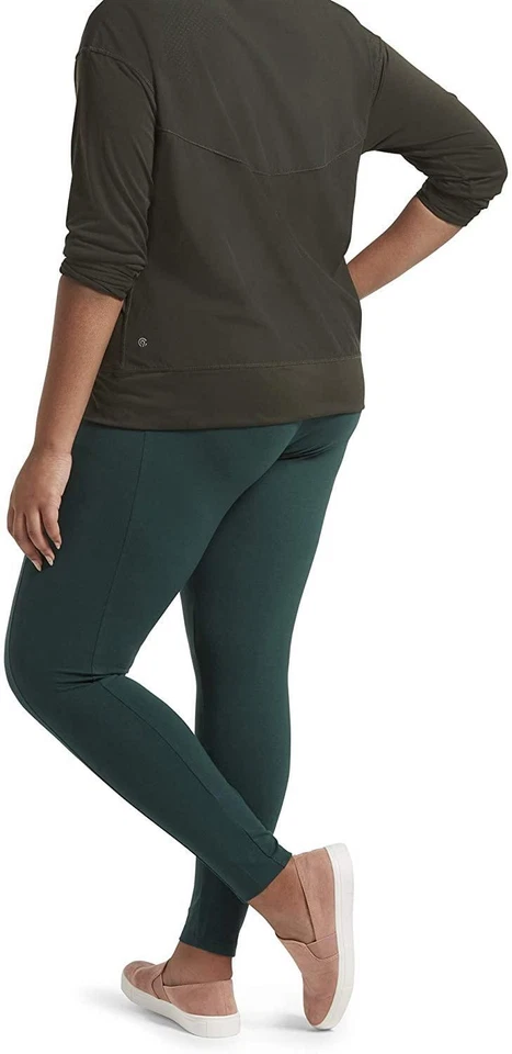 No Nonsense 281462 Mujer Algodón Salón Legging Tecnología Bolsillo Botella Verde, Pequeño Foto 3 de 3