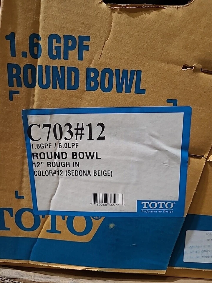 TOTO C703#12 UNIV HGHT ROUND BOWL-12" ROUGH-IN-SEDONA BEIGE-FITS ST703 TANK - Image 2 of 4