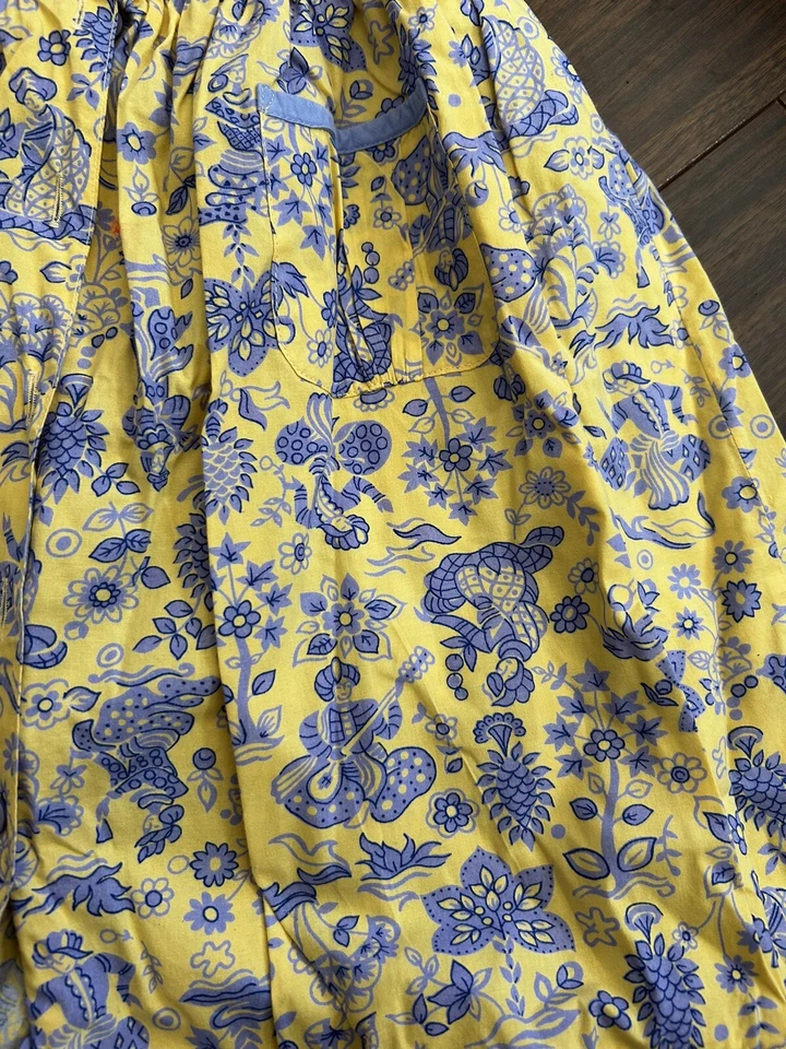 April Cornell Girls Sleeveless Dress Size 3/4 Yellow Lavender Floral EUC SUPERB! - Image 4 of 4