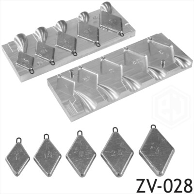 DIY Meeresangeln Blei Gewichte Form Diamanten CNC Aluminium 5 in 1 Form 1oz-3oz