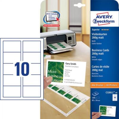 AVERY Zweckform Quick & Clean Visitenkarten, weiß, 200 g/qm