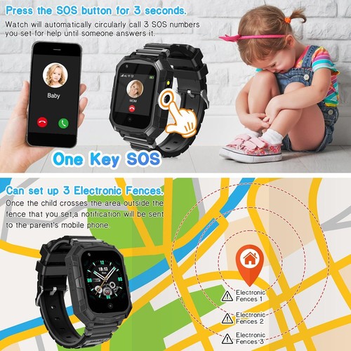 4G Kinder Smartwatch mit Telefonfunktion GPS SOS Videoanruf Kamera Armbanduhr - Zdjęcie 5 z 48