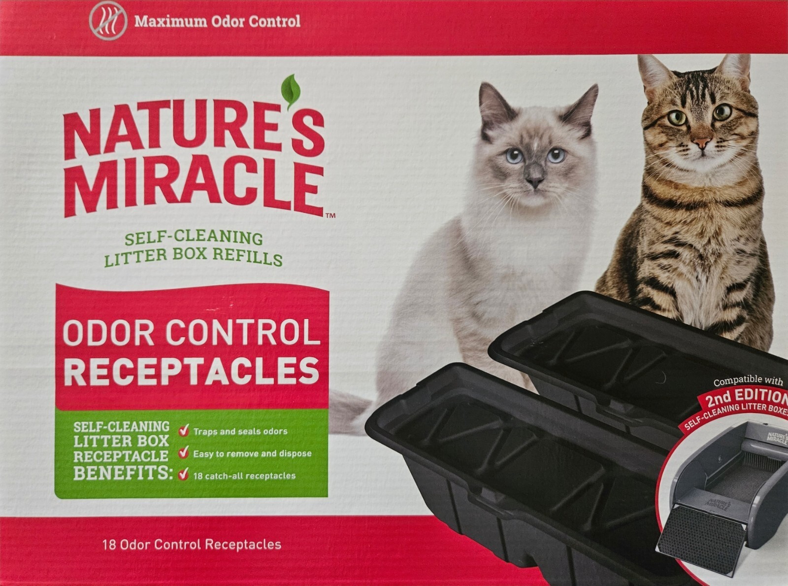 Nature&rsquo;s Miracle Odor Control Receptacles Refill 25 Count (18 + 7) (2nd Edition)