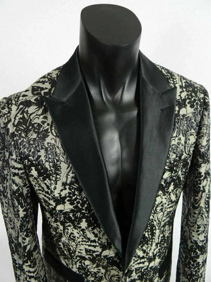 Mens Entertainer Event Sport Jacket Blazer Pewter Grey Florals INSOMNIA MANZINI - Image 2 of 4