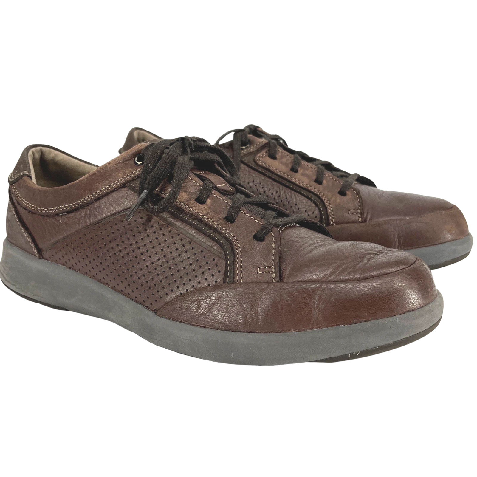 Scarpe casual Clarks da uomo Un Trail Foam in pelle marrone Ortholite Oxford 10M