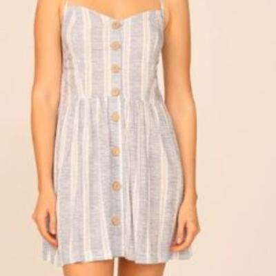 NWT Ocean Drive Clothing Women's Denim  Simple Stripe Button Front Dress  Size M