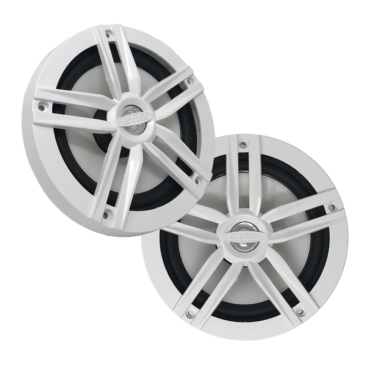 Enrock EM265W 2-Way 180W Max Water-Resistant White Marine Speakers  Pair
