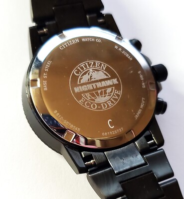 Citizen B612-S078245 Eco Drive Watch Nighthawk Blackout Bracelet