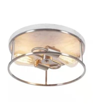 Alsy 13"W 2-Light Brushed Nickel with White Marbled Base Flush Mount Light