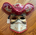 Hand Painted Venetian Masquerade Full Face Mask Adjustable Red White Gold One