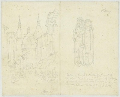 Friedrich Wilhelm Fairholt antike Zeichnungen - Nancy Frankreich Architekturstudien