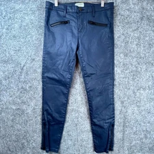 Current/Elliott Jeans Womens 30 The Soho Zip Stiletto Skinny Navy Coated Shiny