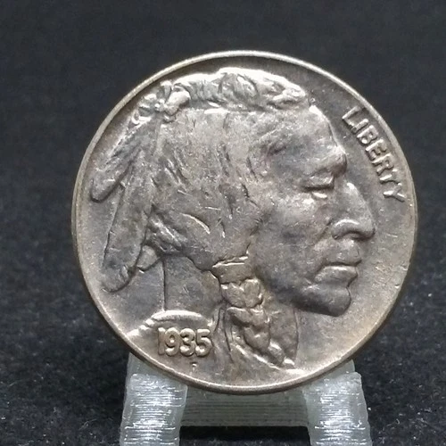 1935 P Buffalo Nickel FULL HORN NICE ORIGINAL Coin Great Details