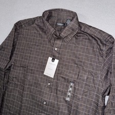 Van Heusen Easy Care Shirt Mens Medium Brown Check Long Sleeve Button Down NWT