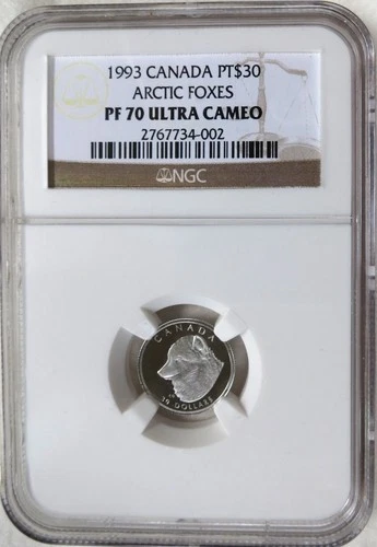 1993 Canada 1/10 oz. Platinum $30 Arctic Foxes NGC PF 70 Ultra Cameo