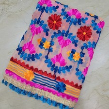 Classic Traditional Punjabi Phulkari Hand Embroidered Bridal Wear Indian Dupatta