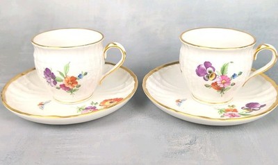 Antique KPM Berlin Demitasse Cup & Saucer Set Floral Gold Trim Germany
