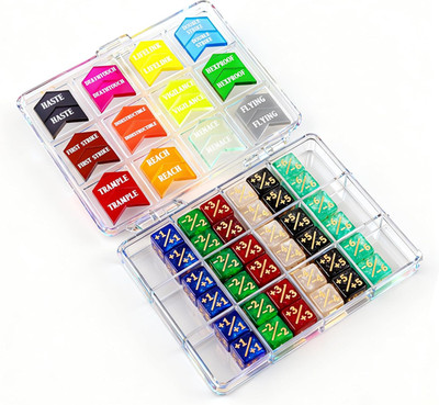 61 Pieces MTG Dice Counters and Abilities Keywords Creature Stats Buff Acrylic T