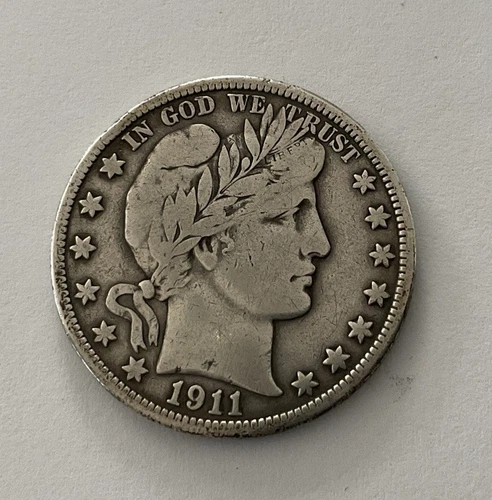 1911 Barber Half Dollar,     Fine.   Old Cleaning