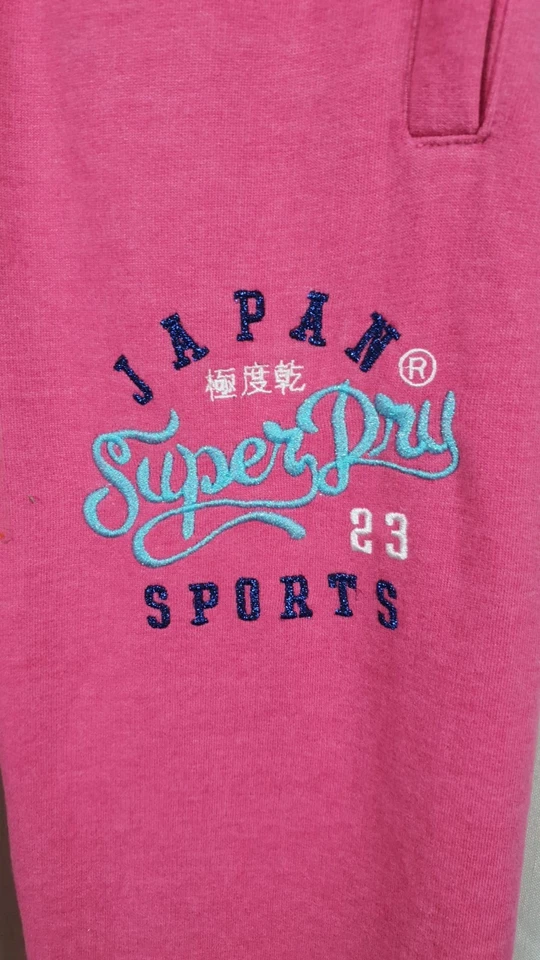 Superdry Applique Slim Non Cuffed Joggers Paloma Pink Size S Rrp £64 CR059 BB 20 - Image 4 of 4
