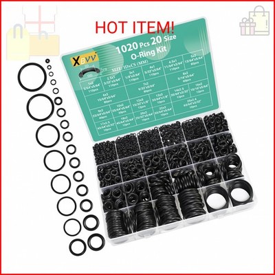 XBVV 1020 Pcs O Ring Kit 20 Size Nitrile Rubber O Ring Assortment Set for Car Au