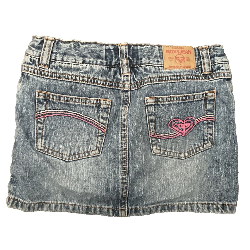 Y2K Roxy 复古蓝色 Jean Skort 尺码 儿童 6(L) 200 年代牛仔裙 — 第 2/4 张图片