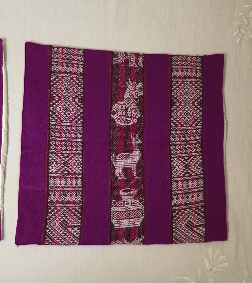 Funda Almohada Cojín Peruano Púrpura Camel Rayas Tejido Extraíble Foto 2 de 4