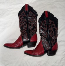 TONY LAMA RED VINTAGE LIZARD SKIN LEATHER WESTERN COWGIRL BOOTS WOMEN SZ 5.5M