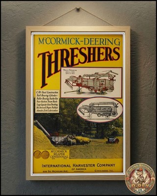 Mccormick - Hirsch Drescher Vintage Harvester Landwirtschaft Repro Poster 24x16