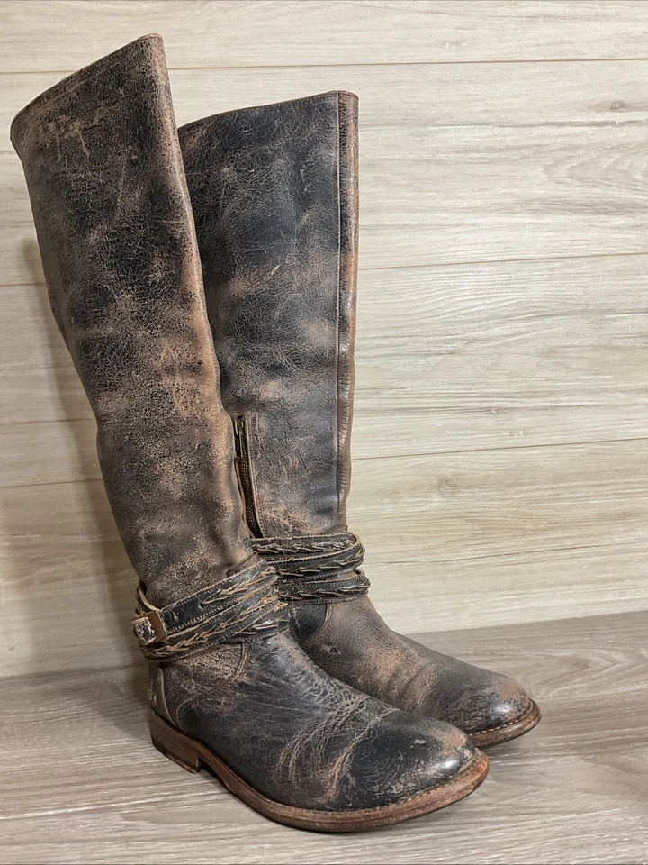 Женские высокие сапоги-качалки Bed Stu Eva коричневые искусственно состаренная кожа размер 8,5 - Изображение 4 из 4