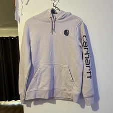 Carhartt Boys Relaxed Fit Pullover Hoodie White M 8-10 Logo Pockets