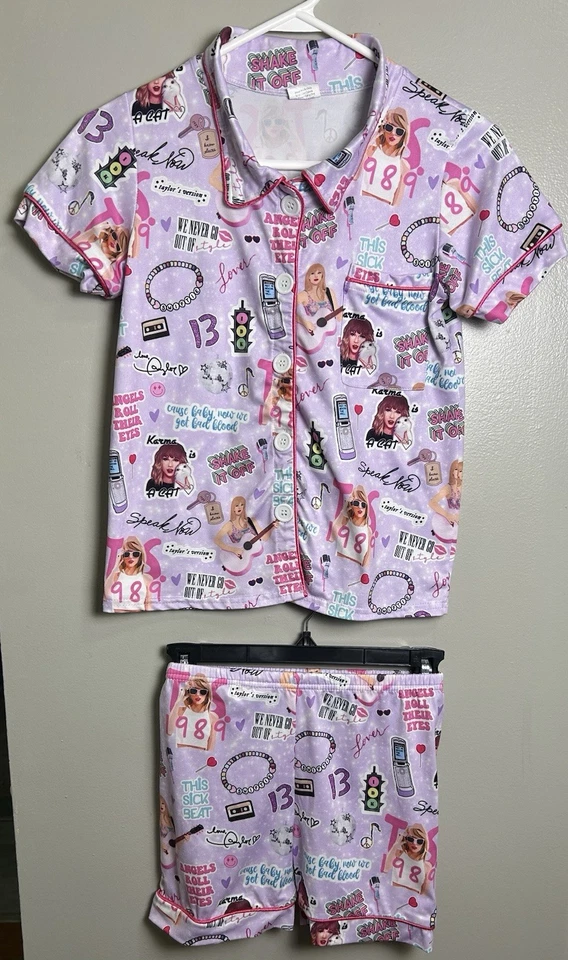 Пижамы для девочек Taylor Swift. Топ 10-12 5x. Нижняя часть размер 7-8 3x. Pop. См. описание - Изображение 3 из 4