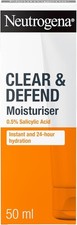 Neutrogena Clear and Defend Moisturiser 50 ml, Oil-Free Daily Face Cream for
