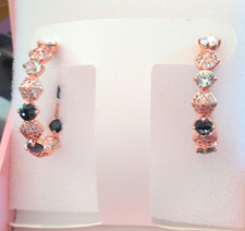 Rose Gold Plated Crystal Hoop Earrings Multicolor Round ER37989