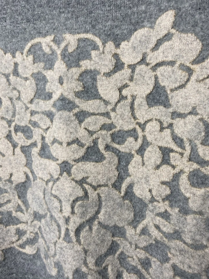 Suéter J.Crew Mujer S Mezcla Lana Cachemira Floral Bordado Pullover Tejido Gris Foto 3 de 4