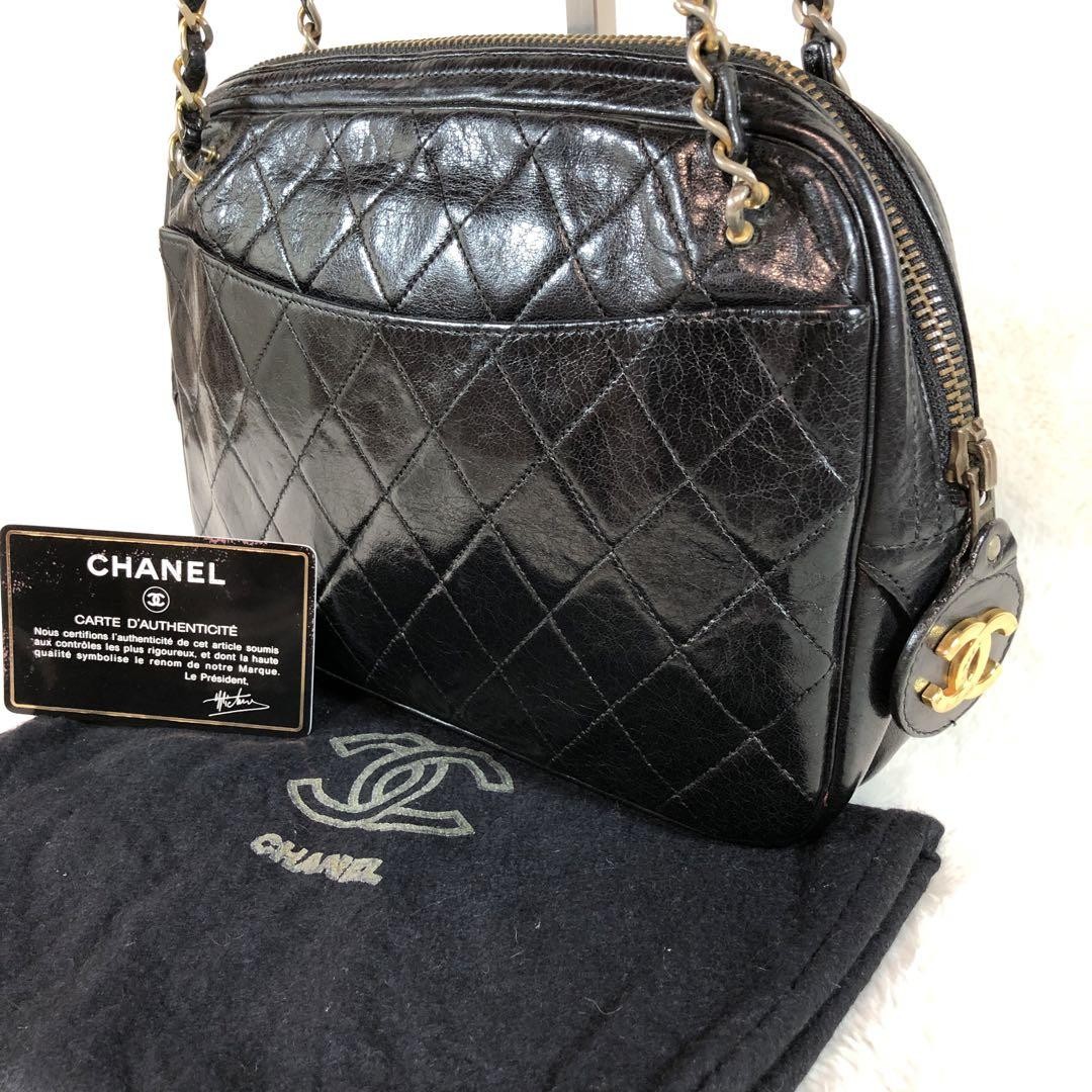Chanel Matelasse Lambskin Chain Shoulder Bag Black