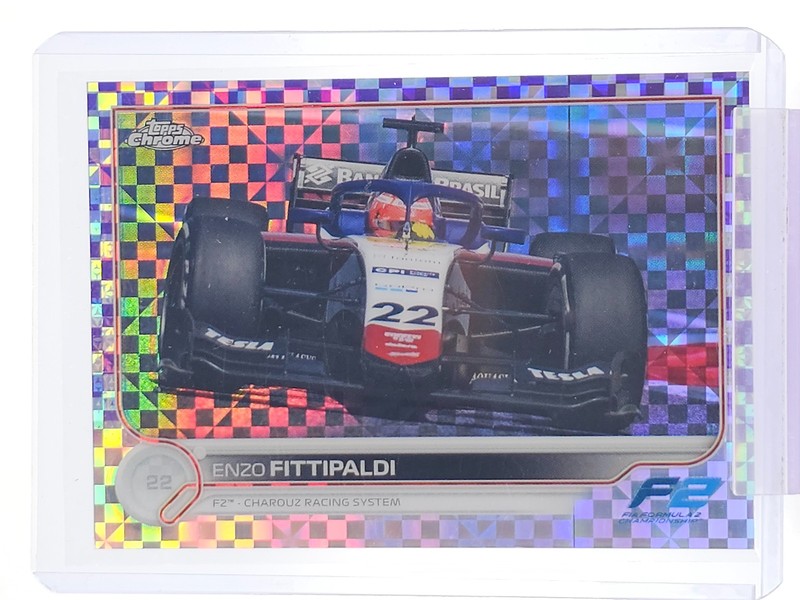 ENZO FITTIPALDI 2022 TOPPS CHROME F2 PURPLE CHECKER FLAG /199 #147 Q7183