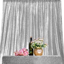 Silver Sequin Backdrop Curtains for Parties 4ft x 6.5ft