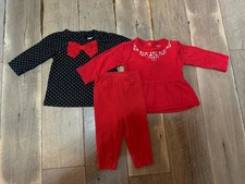 Carter's 3 piece black and red pants and swim top LOT girls 9M