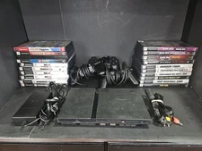 Sony PlayStation 2 PS2 Slim with Cords Games and 3 Controllers Bundle Tested
