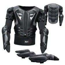 Kids Motorcycle Armor Suit Dirt Bike Gear Riding Protective Chest Spine Black
