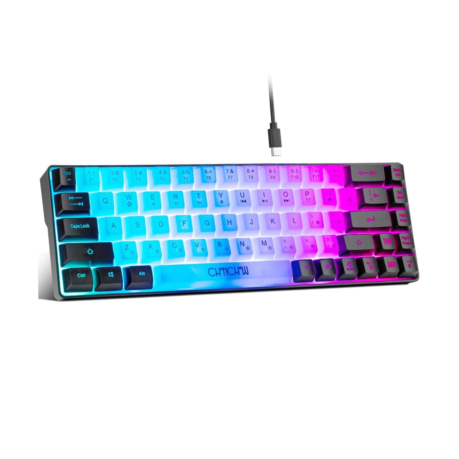 CHONCHOW Mini RGB 60% Gaming Keyboard, 68 Keys Small Compact