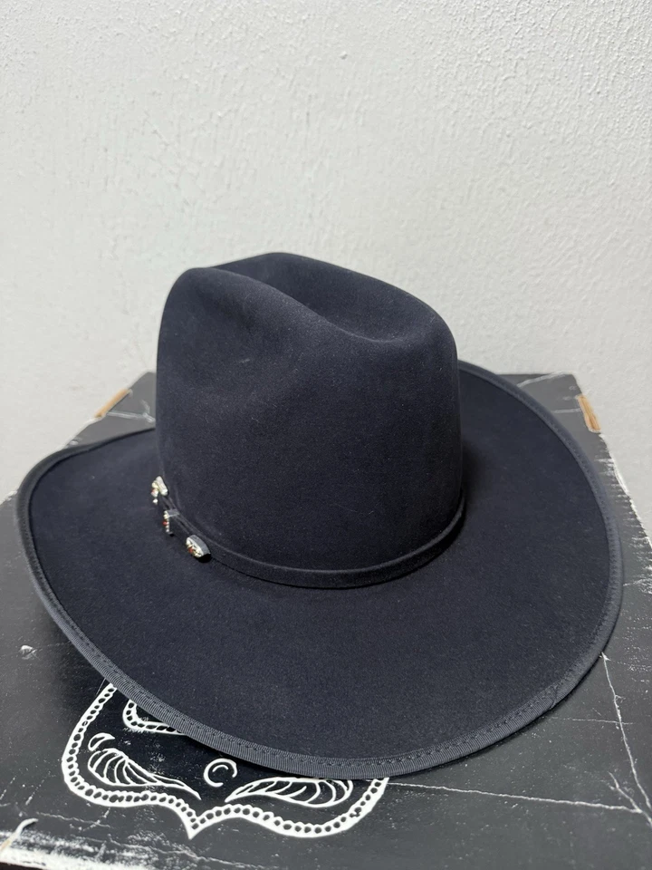 Sombrero de Vaquero Rodeo King 100X Castor Puro Cachemira Ala de 3-1/2 Pulgadas Talla 7 con Caja Foto 4 de 4