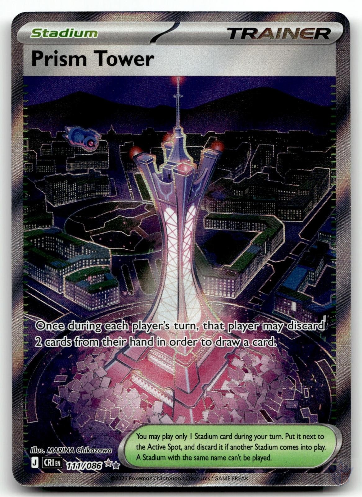Prism Tower 111/086 Chaos Rising Ultra Rare Holo NM Pokemon Card