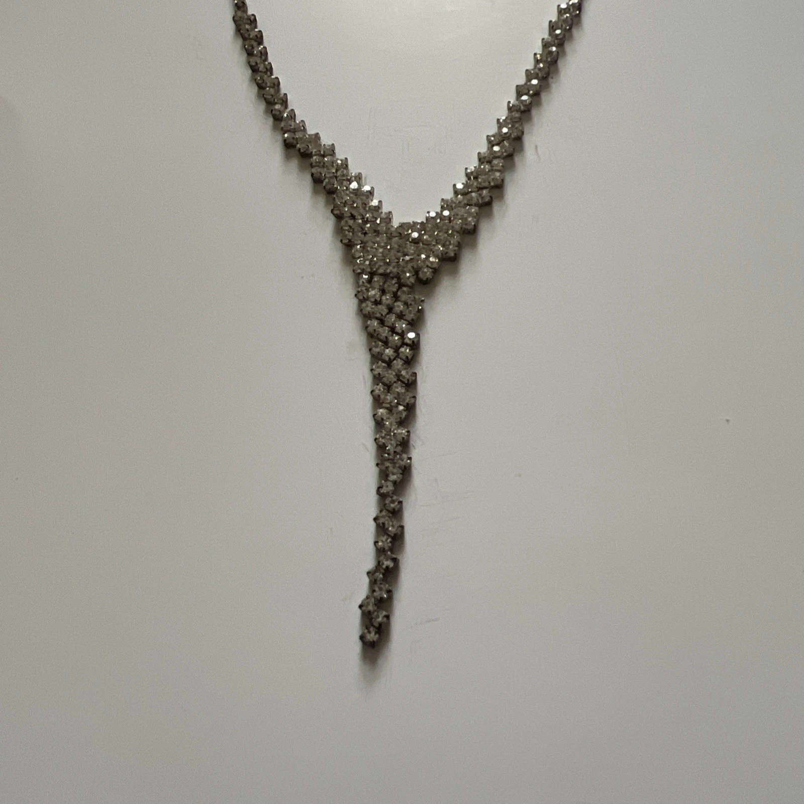 VETEMENTS Collana Tono Argento Strass Sofisticati Cocktail Elegante Catena 18”